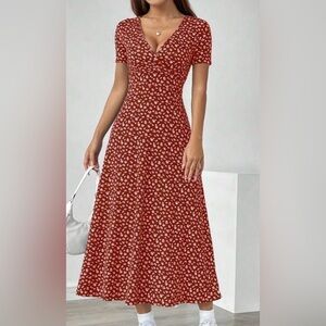 SHEIN Red Floral Dress Size M NWOT
